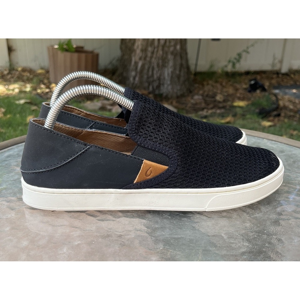 OluKai Pehuea Mesh Slip On Shoes Womens Size 10 Black Drop In Heel 20271-4040